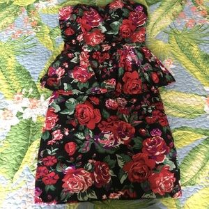 floral bustier bodycon mini dress